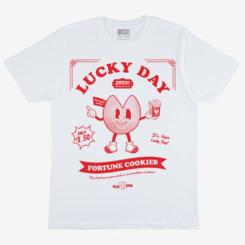Lucky Day Fortune Cookies Unisex White T Shirt, 4 of 4