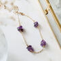 Gold Plate Raw Amethyst Crystal Link Bracelet, thumbnail 1 of 5