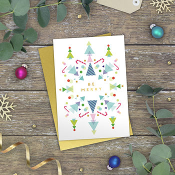 Pack Of Geo Merry Gold Foil Christmas Cards, 6 of 10