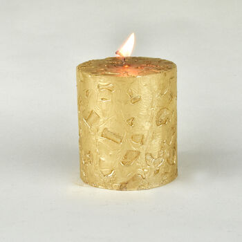 G Decor Adeline Gold Metallic Textured Pillar Candle, 2 of 7