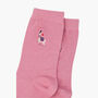 Embroidered Llama Ankle Socks Women's Pink, thumbnail 3 of 4
