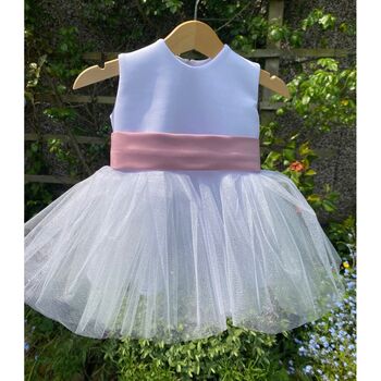 Handmade Sparkly Tulle Heart Back Flower Girl Dress, 2 of 11