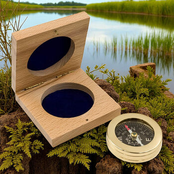 Personalised Brass Pocket Compass With Case, 5 of 12