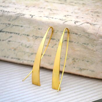 Tapered Bar Sterling Silver Elliptical Hoop Earrings, 10 of 12