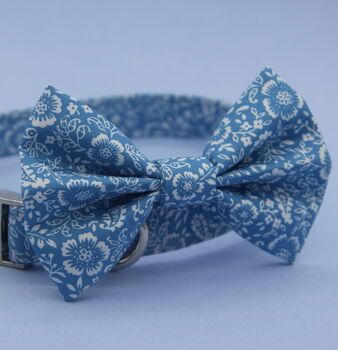 Blue Floral Print Dog Bow Tie, 2 of 6