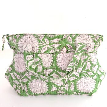 Wash Bag With Handles Green Sunflower Print, 2 of 4