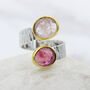 Morganite And Tourmaline Gemstone Textured Silver Ring, thumbnail 1 of 7