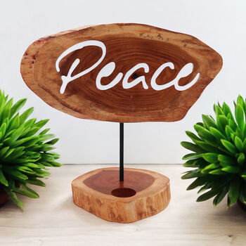 Wooden Peace Tealight Holder Home Gift, 2 of 3