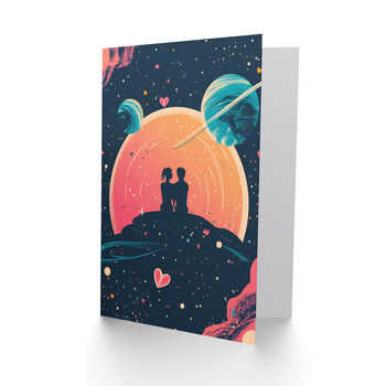 Cosmic Sunset Space Universe Stars Anniversary Valentines Card, 2 of 4