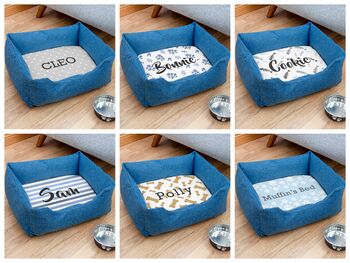 Personalised Luxury Blue Comfort Dog Bed, 2 of 12