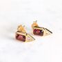 Garnet Geometric Stud Earrings, Gold Plated, thumbnail 5 of 6