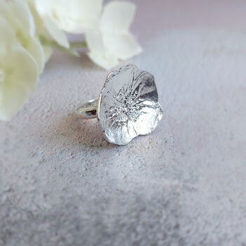 Sterling Silver Large Rose Flower Ring, 4 of 9
