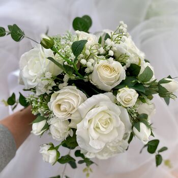 The Charlotte, White Rose And Sage Green Bridal Bouquet, 9 of 12