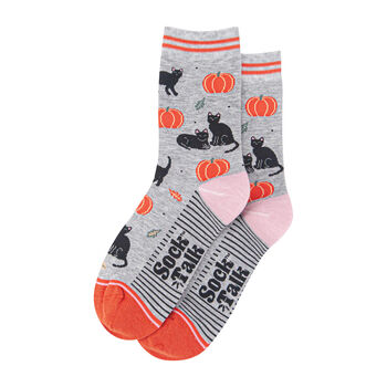 Women's Halloween Pumpkins Black Witches Cats Bamboo Socks, 2 of 4