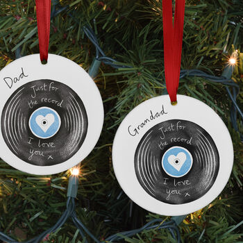 Vinyl Record Ceramic Ornament For Dad, Daddy Or Grandad, 2 of 3