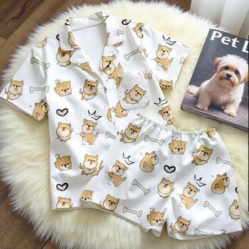 Personalised Women Corgi Satin Pyjamas Pj, 5 of 5
