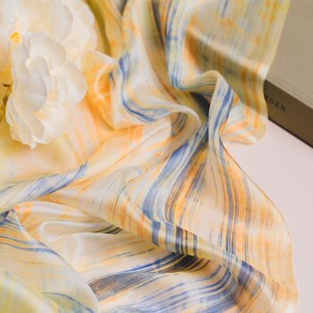 100% Mulberry Silk Scarf, Pastel Yellow In Gift Box, 10 of 10