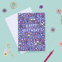 Floral Birthday Card For Women, Purple Flowers, For Her, thumbnail 1 of 2