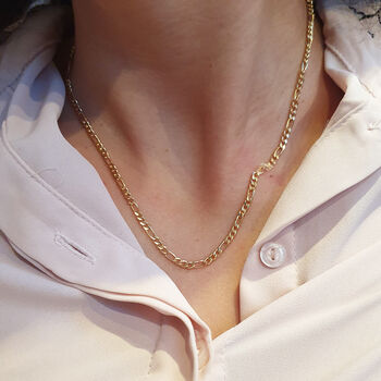 18k Gold Vermeil Plated Figaro Chain Necklace, 3 of 6