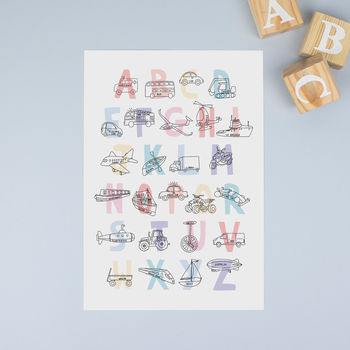 A To Z Transport Alphabet Print A3 Size, 2 of 5