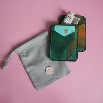 Tie Dye Leather Green Pocket Wallet, 5 of 5
