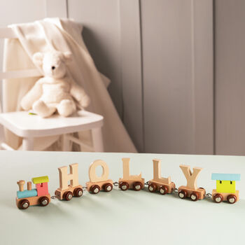 Personalised Christening Wooden Name Train, 3 of 11