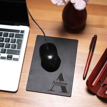 Personalised Home Office Mini Premium Leather Mouse Mat, 4 of 9