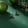 Sterling Silver Genuine Lapis Lazuli And Cz Halo Planet Stud Earrings, thumbnail 2 of 10