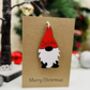 Personalised Gonk Christmas Card Wood Gnome Decoration, thumbnail 4 of 7