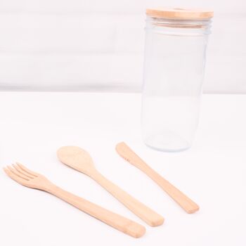 Reusable Bamboo Travel Cutlery Set In Material Case, 3 of 3