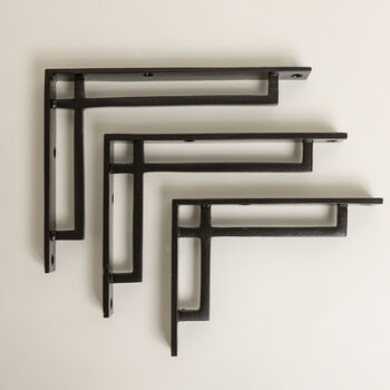 Black Art Deco Solid Iron Shelf Brackets, 2 of 6