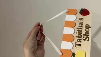 Personalised Wooden Play Kitchen Market Fruit Shop Sign Montessori Pretend Play Accessory, 4 of 6