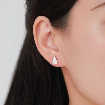 Sterling Silver Extra Tiny Christmas Tree Stud Earrings, 6 of 11