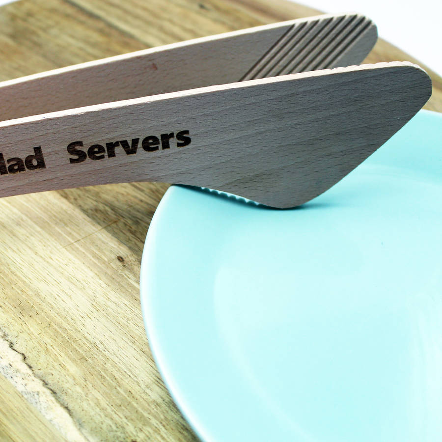 Personalised Wooden Salad Servers By 3 Blonde Bears