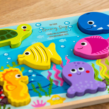 Personalised Sea Life Puzzle Gift For Christening Baptism, 2 of 4