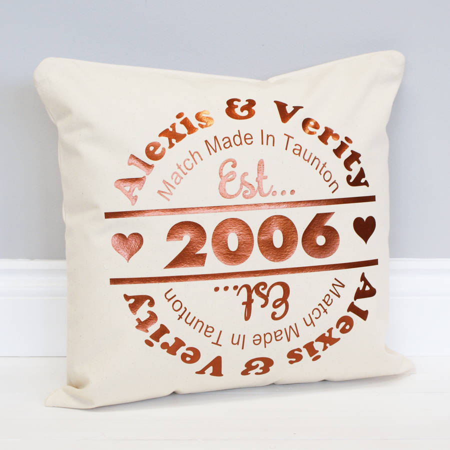 Personalised 'Match Made In' Cushion, 1 of 4