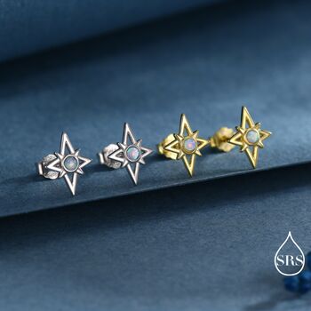 North Star Opal Stud Earrings In Sterling Silver, 5 of 12