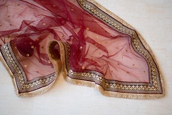 Aarshi Maroon Bridal Net Dupatta, 8 of 11