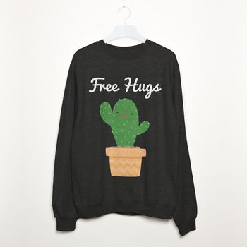 Free Hugs Cactus Women's Slogan Sweatshirt, 2 of 3