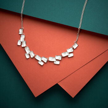 Matt Finish Layered Rectangle Brick Necklace, 3 of 3