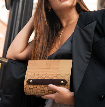 Cherry Hardwood And Leather Clutch Bag, 4 of 9