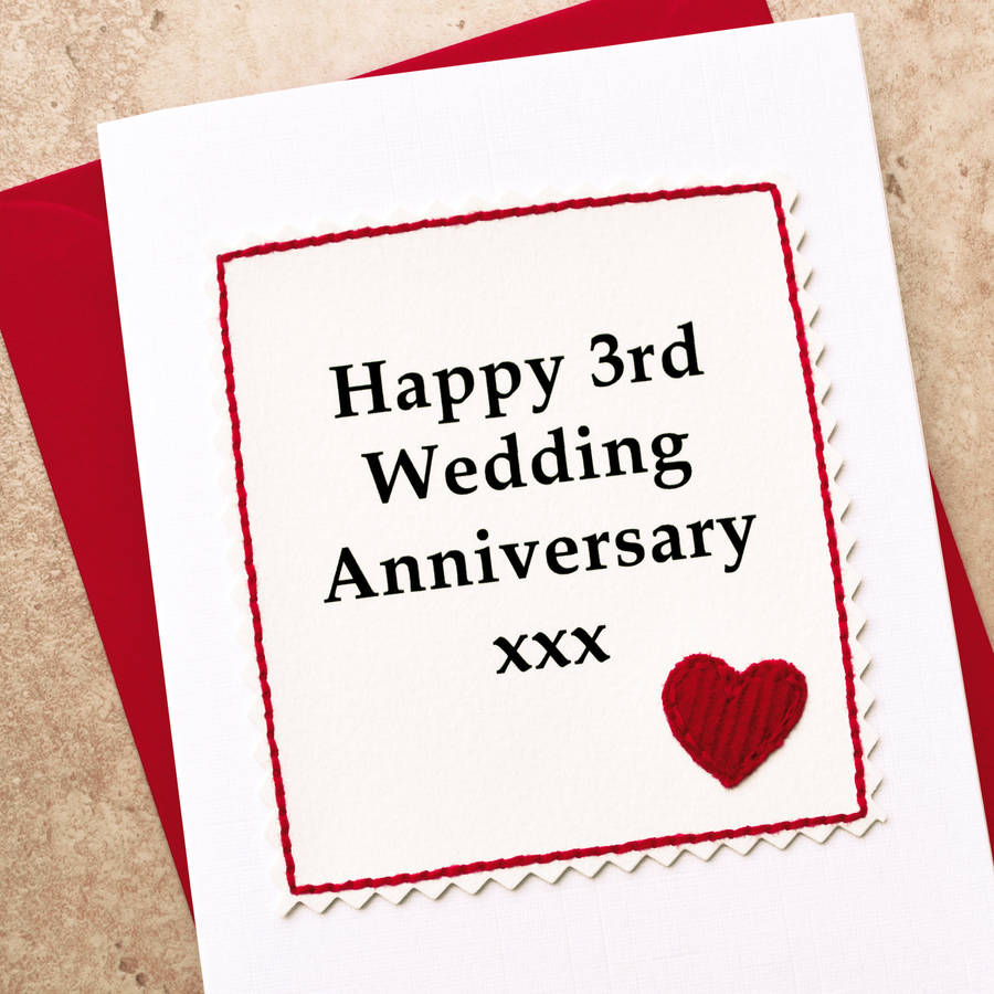 Handmade 3rd Wedding Anniversary Card By Jenny Arnott Cards ...