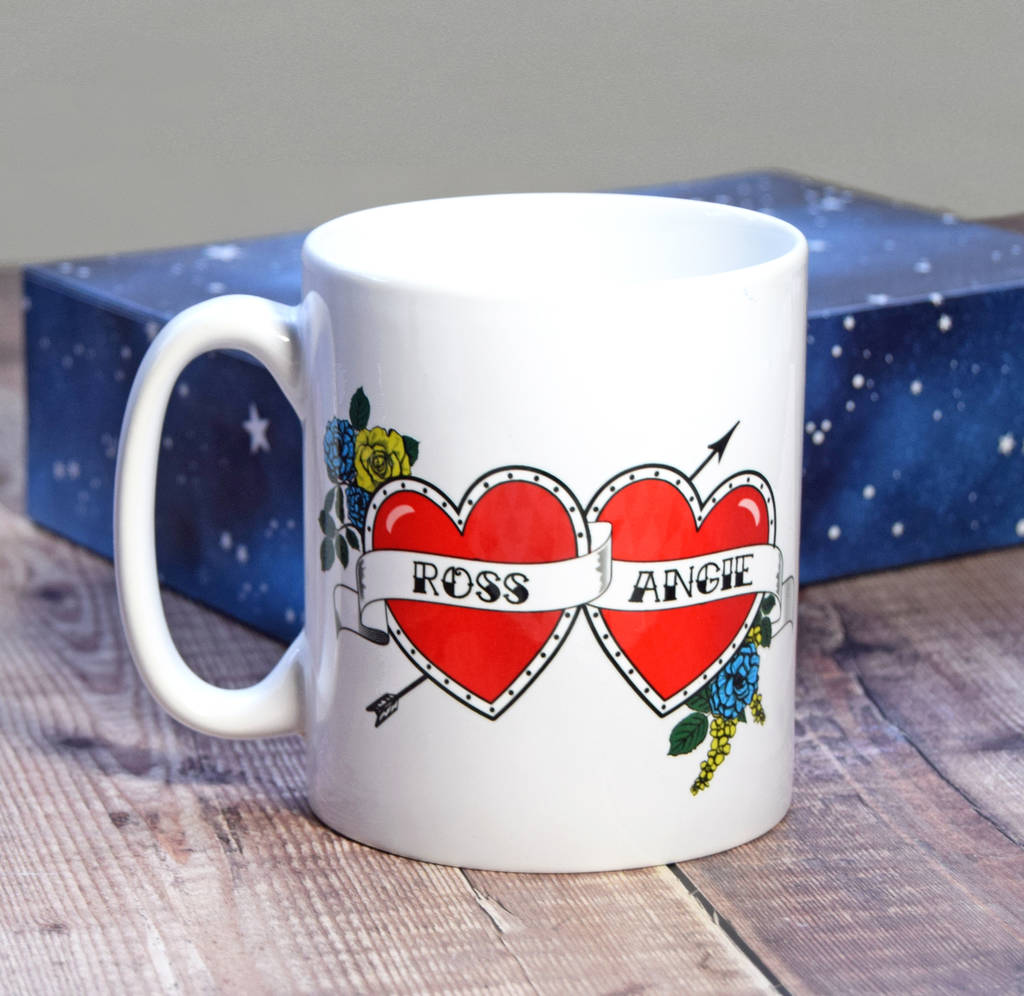 personalised 'tattoo' hearts mug by of life & lemons ...