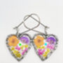 Heart Dangle Earrings With Pastel Flowers In Silver Or Gold, thumbnail 8 of 11
