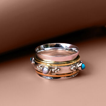 Rajput Empowerment Turquoise And Pearl Spinning Ring, 2 of 11