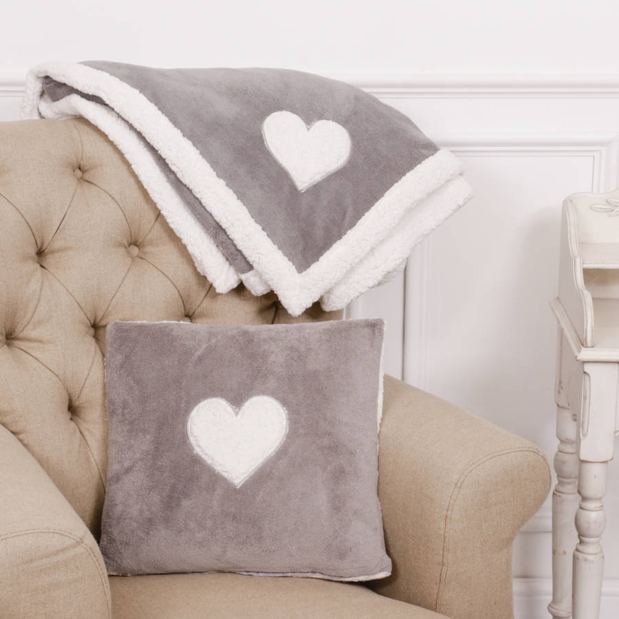 Dove Grey Cosy Throw And Cushion Gift Set By Dibor