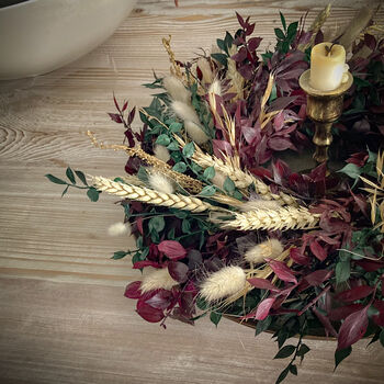 Christmas Dried Ruscus Wreath With Bunny Tails, 6 of 7