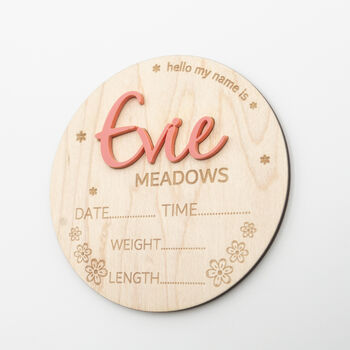 Personalised Baby Name And Stats Announcement Plaque, 7 of 12