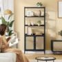 Six Tier Bookcase Metal Frame Tall Bookshelf, thumbnail 1 of 12