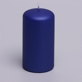 G Decor Grace Indigo Blue Metallic Shine Pillar Candle, 4 of 7